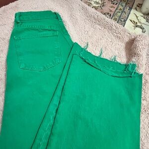 Green high waisted wide leg Zara jeans